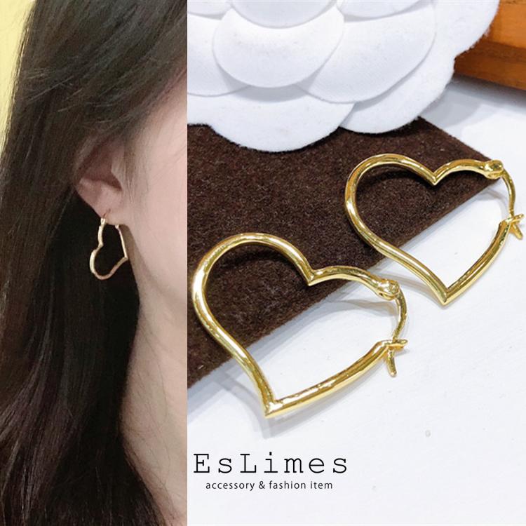 ピアス レディース ハート 大きめ オシャレ 18k 18kgp 20代 30代 40代