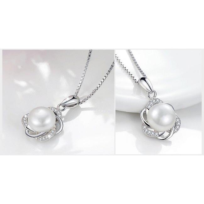 ネックレス レディース 天然淡水パール 一粒 お花 フラワー CZダイヤ 彼女 誕生日プレゼント ギフト 人気 妻 入学式 卒業式 ホワイトデーお返し