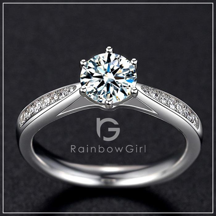 RainbowGirl 指輪 レディース 一粒ダイヤ 大粒 1.0カラット 婚約指輪
