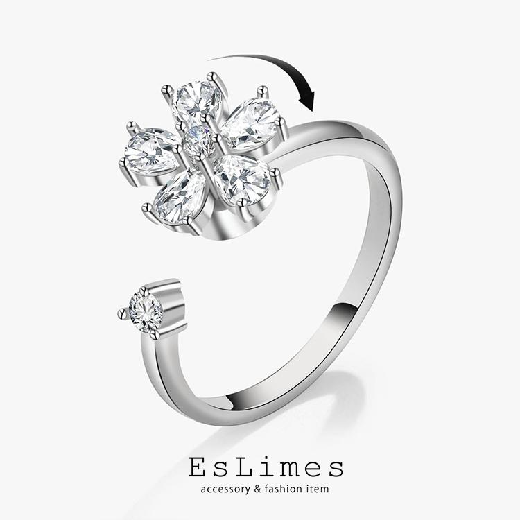 指輪 レディース お花 ダイヤリング フラワー 回る サイズフリー