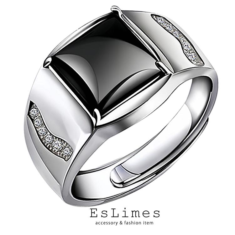 指輪 メンズ レディース オニキスカラー シルバーリング シンプル 黒