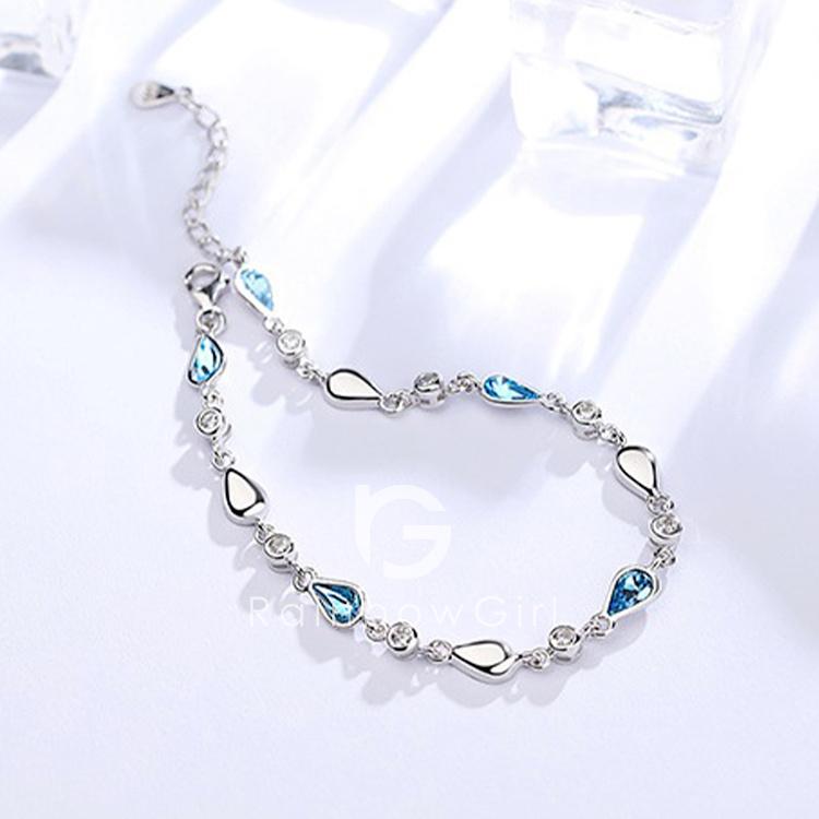 RainbowGirl ブレスレット レディース ダイヤ ブルー 豪華13粒