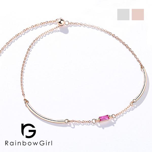 ブレスレット レディース 30代40代50代 カーブ シンプル ガーネット 上品 繊細 彼女 妻 嫁 女性 人気 誕生日プレゼント