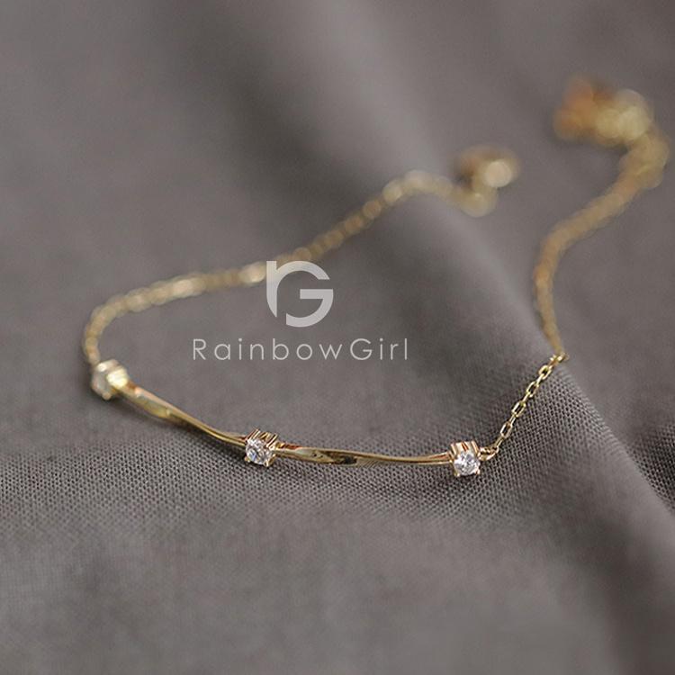 RainbowGirl ブレスレット レディース 極細 スティック チェーン