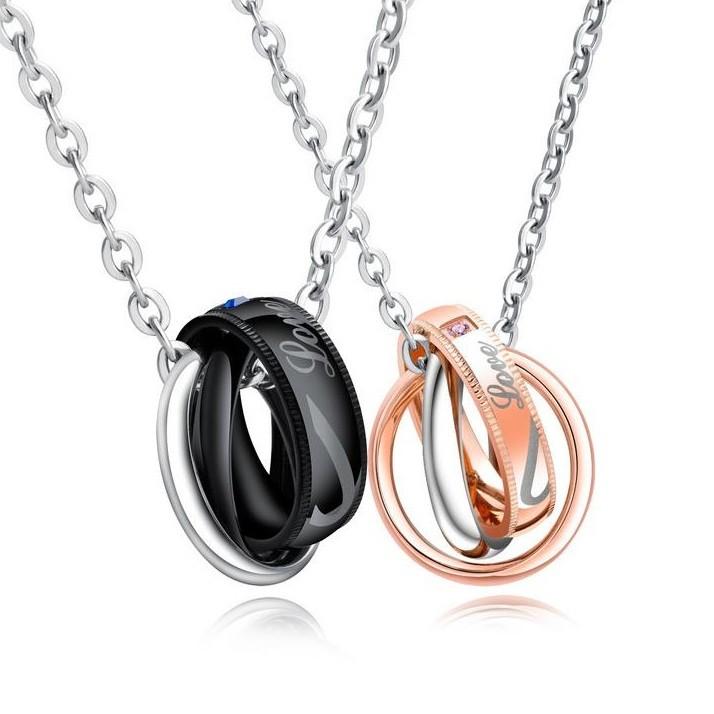 ペアネックレス ステンレス 三連リング おそろい 恋人 Love ハート ピンクゴールド ブラック ダイヤ 男女兼用 ペアアクセサリー 人気 クリスマス プレゼント Ys S011 P Just Just 通販 Yahoo ショッピング