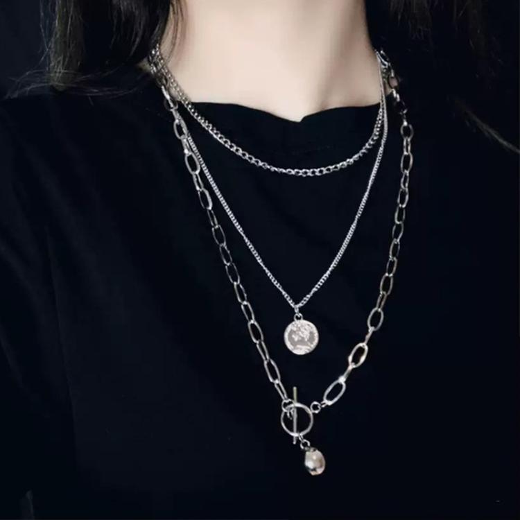 ネックレス レディース メンズ 3本セット 3連 コインネックレス