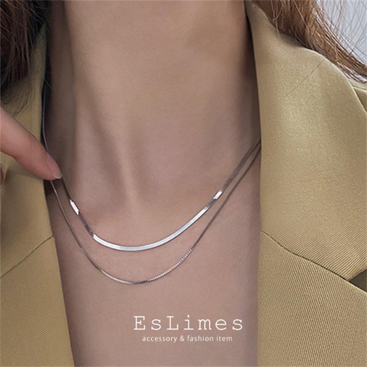 ダブルチェーンネックレス レディース 2連 シンプル 重ね付け おしゃれ