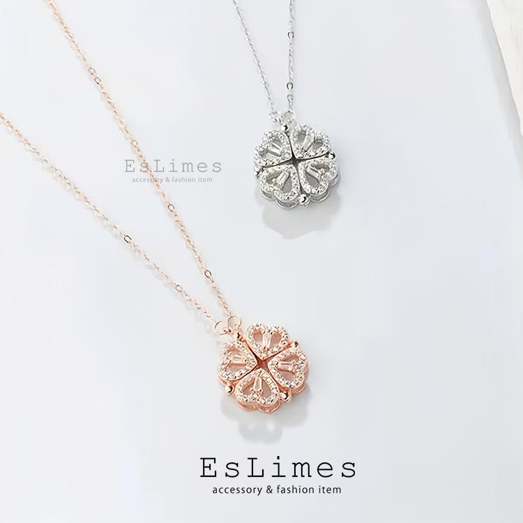 ネックレス レディース 四つ葉のクローバー お花 2way ステンレス 贅沢 