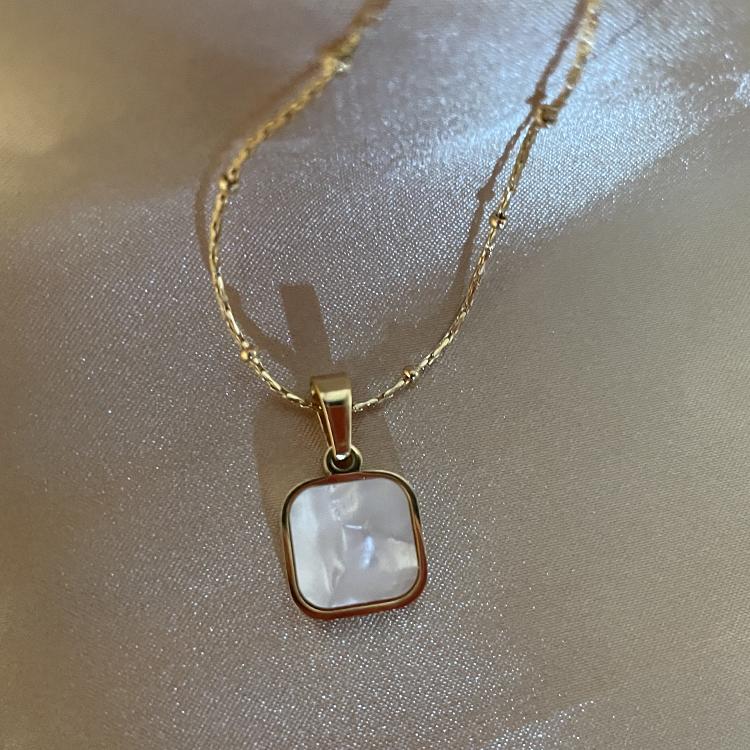 ネックレス レディース 四角 ステンレス製 スクエア ゴールド ワン