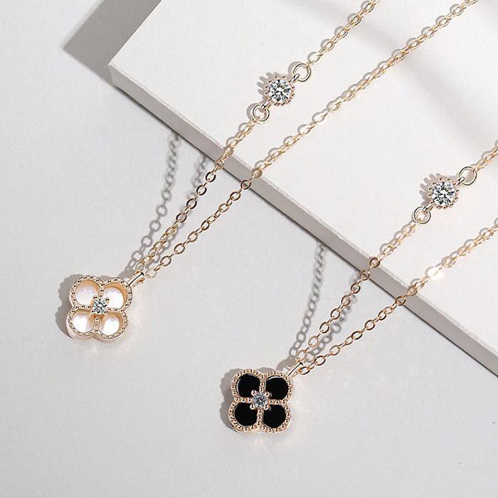 RainbowGirl ネックレス レディース 四つ葉のクローバー 貝ネックレス