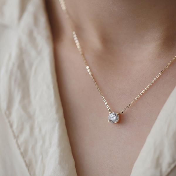 ネックレス レディース 一粒 CZダイヤ 0.8ct 定番 シンプル 重ね付け ゴールド 彼女 妻 嫁 母 女性 誕生日プレゼント 人気 母の日の画像