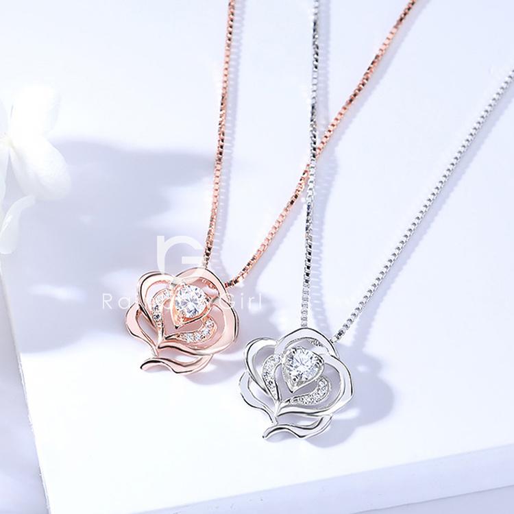 RainbowGirl ネックレス レディース お花 ローズ フラワー 上品