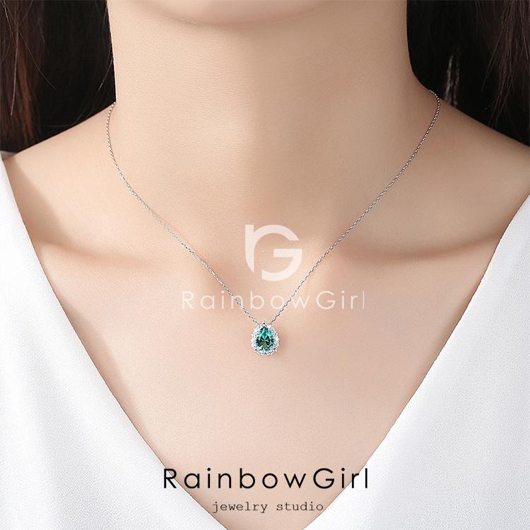 RainbowGirl ネックレス レディース しずく ブルーサファイア 