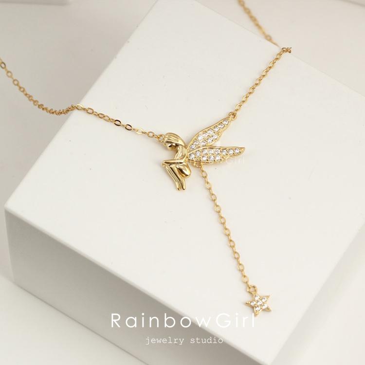 RainbowGirl ネックレス レディース 天使 エンジェル ラリエット 