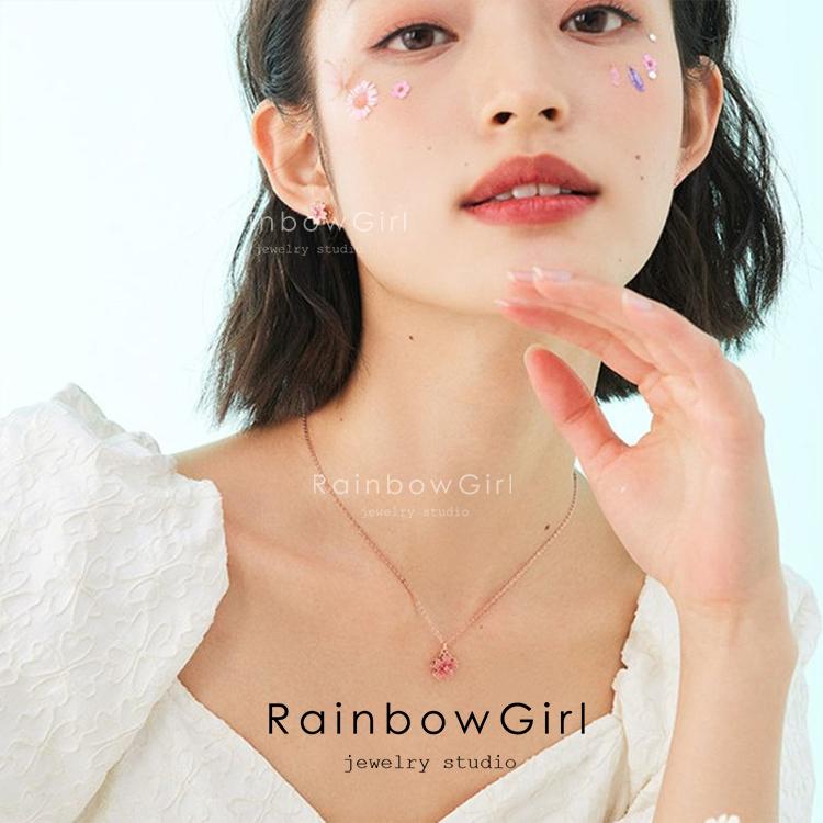 RainbowGirl 桜ネックレス レディース さくら 回る 花びら 大人可愛い