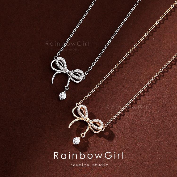 RainbowGirl ネックレス レディース リボン 大人可愛い シルバー925