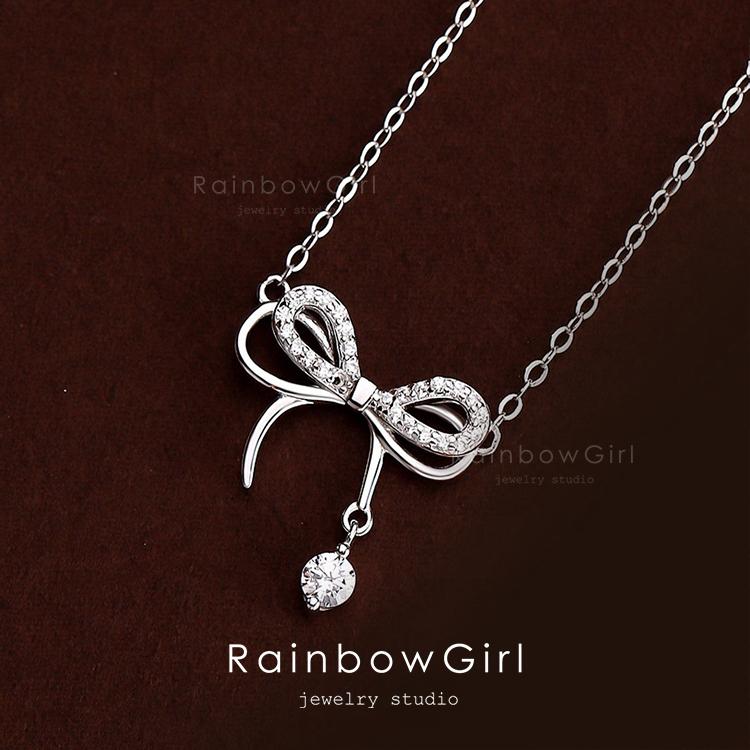 RainbowGirl ネックレス レディース リボン 大人可愛い シルバー925 