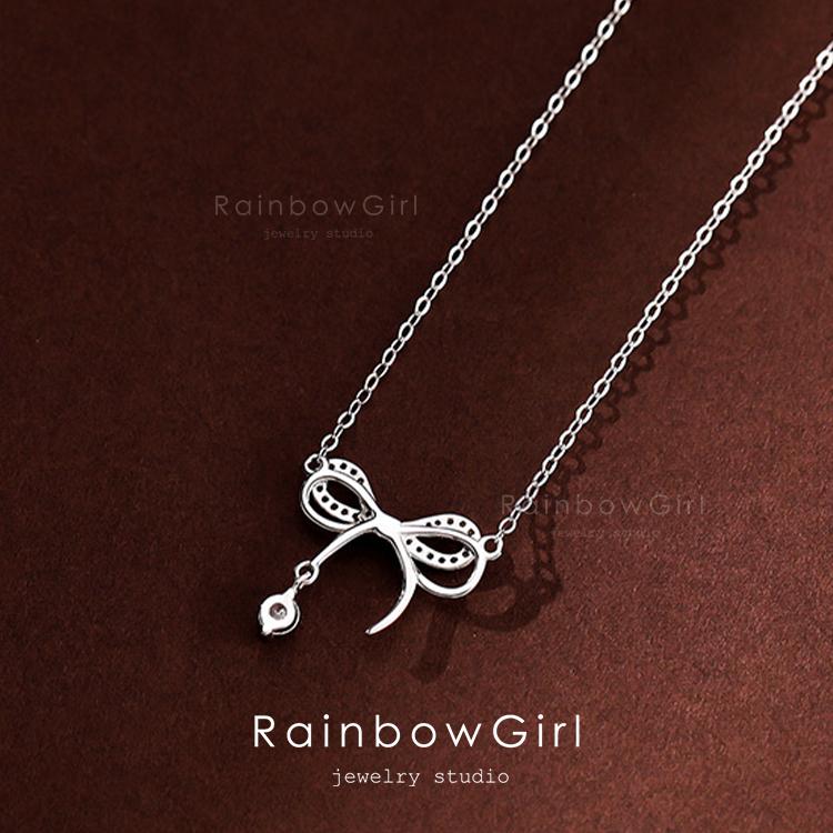 RainbowGirl ネックレス レディース リボン 大人可愛い シルバー925