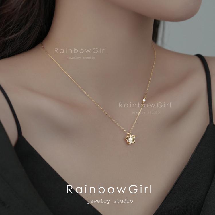 RainbowGirl ネックレス レディース スター 星 可愛い シルバー925