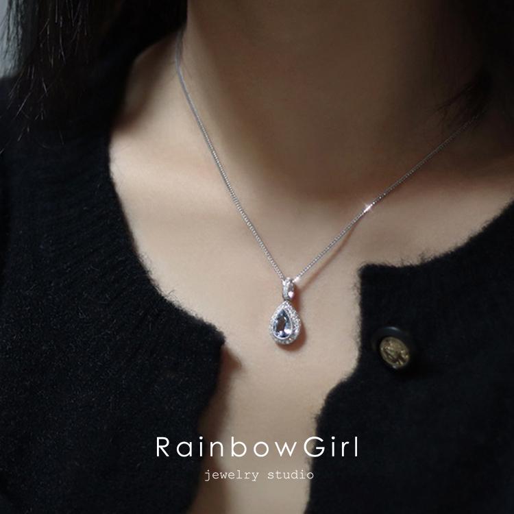 RainbowGirl ネックレス レディース しずく アクアマリン 3月の誕生石