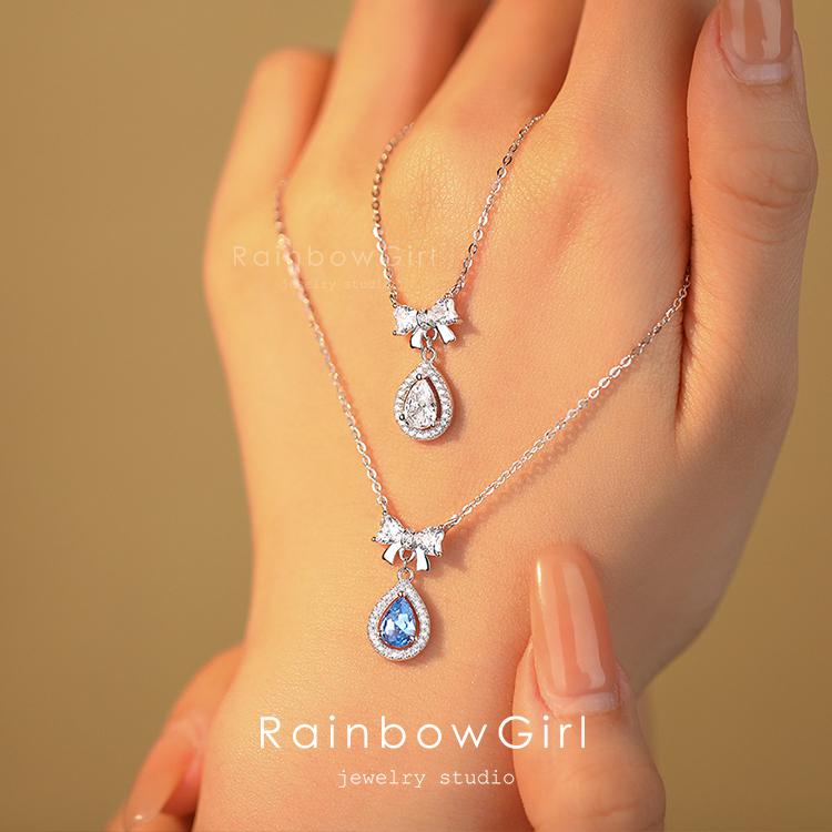 ネックレス レディース しずく リボン 雫 ドロップ ダイヤモンドCZ アレルギー対応 シルバー925 プラチナ仕上げ 誕生日プレゼント 女性 妻 嫁 娘 人気_5