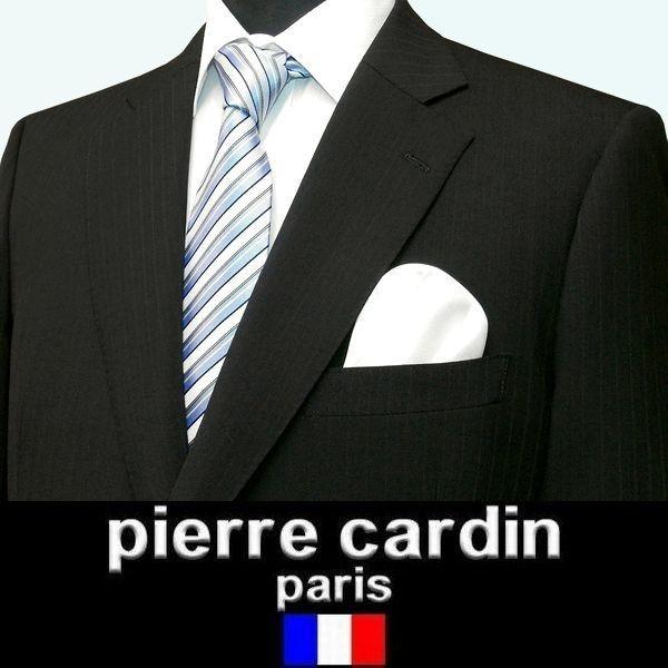 21最新作 黒 シャドーストライプ ２ボタンスーツ カルダン ピエール 春夏 ファッション界の雄 フランス ビジネススーツ