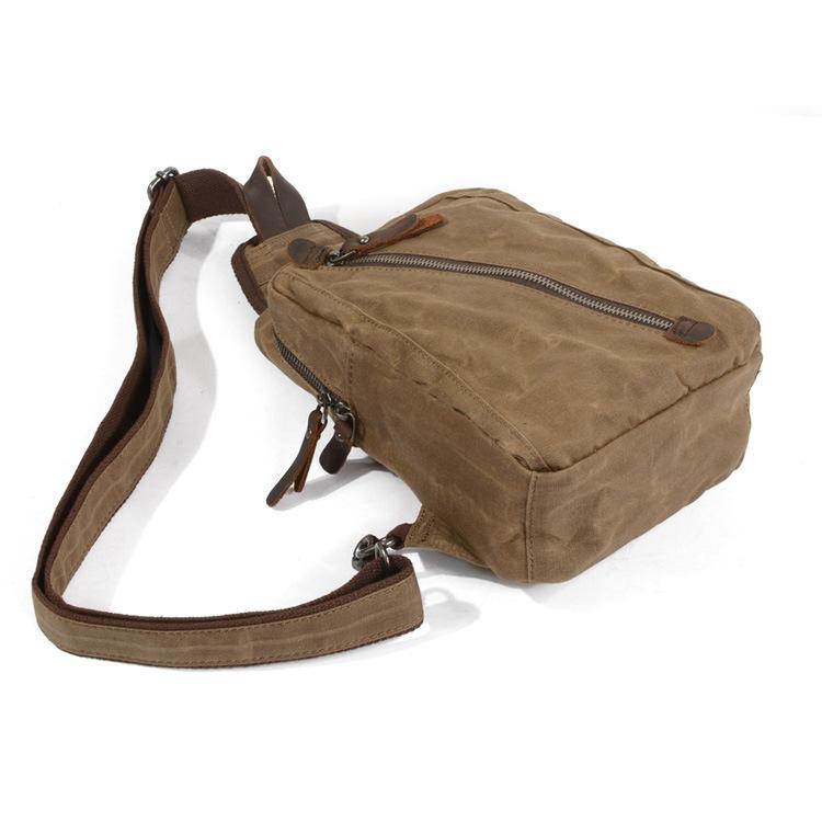 オイルワックスキャンバスバッグ スリムフィット 本革 ワンショルダーバッグ ボディバッグ メンズ 左右付替え 小さめ 鞄 自転車 アウトドア カジュアル ラフ | ホームアイホーム | 23