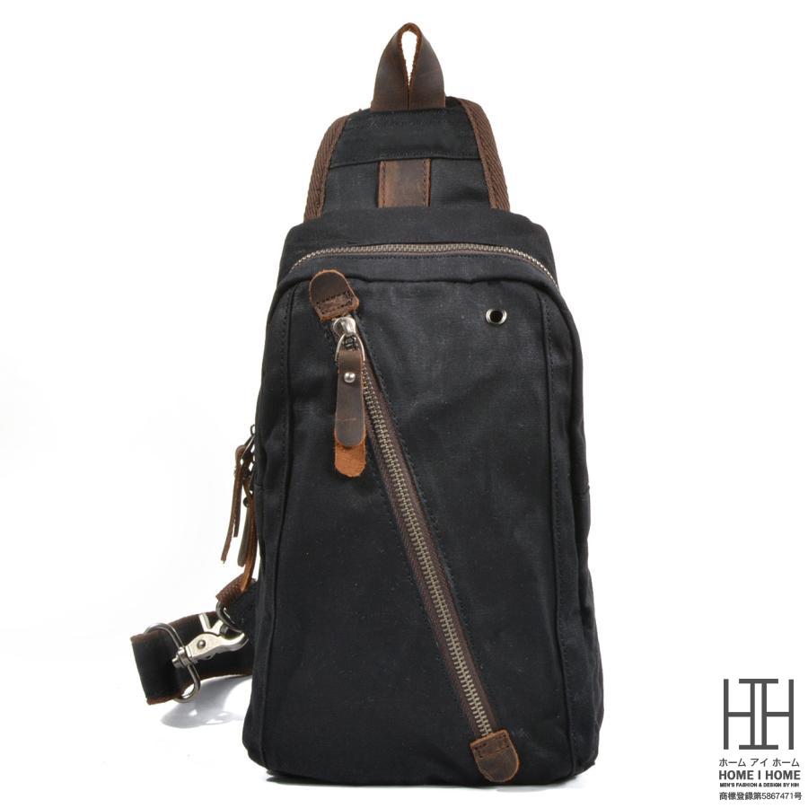 オイルワックスキャンバスバッグ スリムフィット 本革 ワンショルダーバッグ ボディバッグ メンズ 左右付替え 小さめ 鞄 自転車 アウトドア カジュアル ラフ | ホームアイホーム | 10