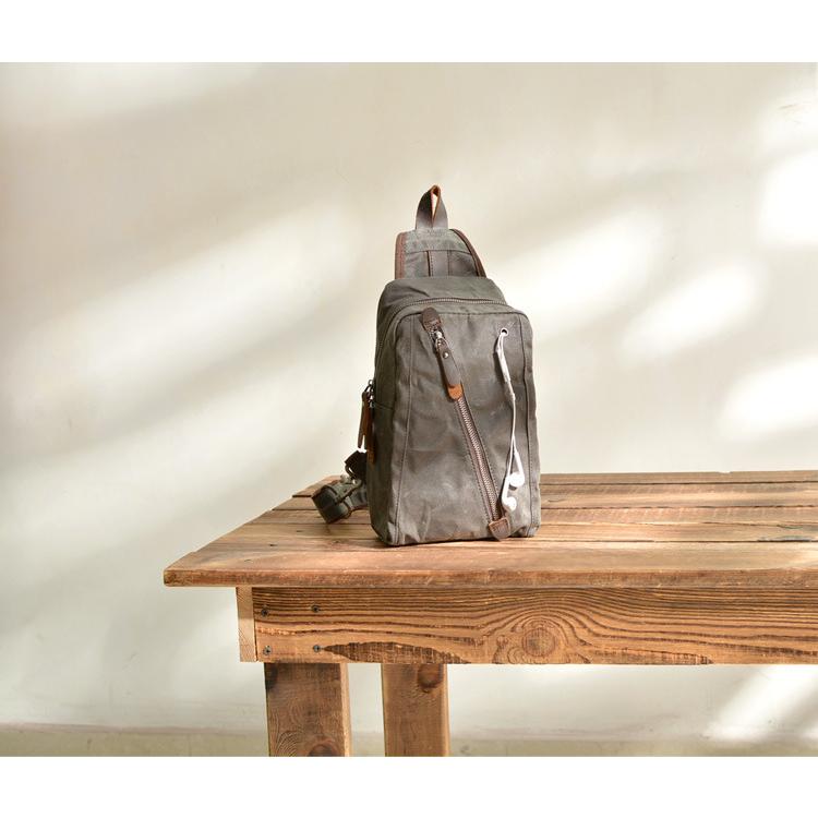 オイルワックスキャンバスバッグ スリムフィット 本革 ワンショルダーバッグ ボディバッグ メンズ 左右付替え 小さめ 鞄 自転車 アウトドア カジュアル ラフ | ホームアイホーム | 12