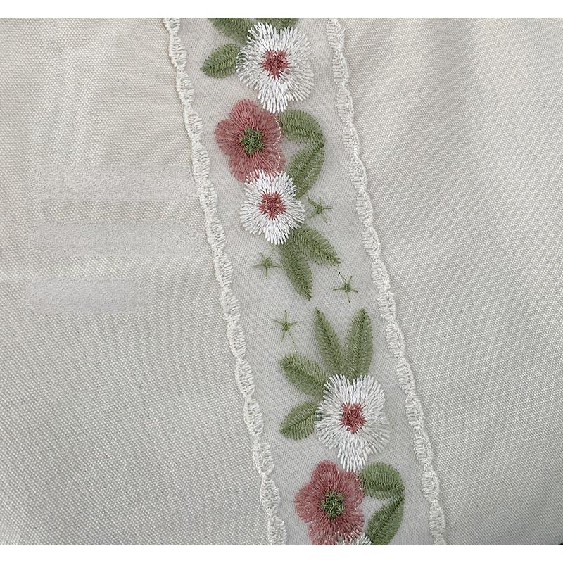 刺繍入り レース トートバッグ 軽量 エコバッグ キャンパス マグネット留め 肩掛けレディースバッグ 内ファスナーポケット付き | ホームアイホーム | 03