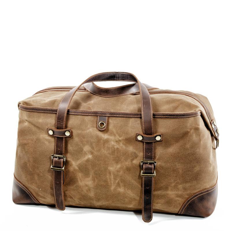 旅行カバン 2WAYボストンバッグ 旅行バッグ 2泊3日 ボストンバッグ ショルダー 帆布 短期出張用 キャンバスバッグ ワックス加工 撥水 大容量 馬革本革 | ホームアイホーム