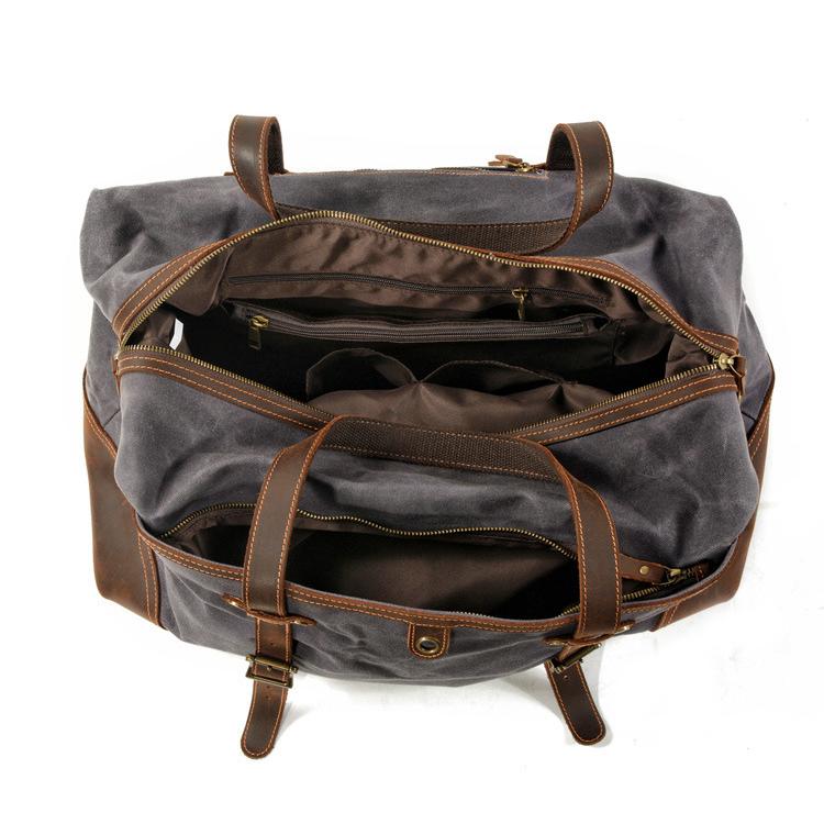 旅行カバン 2WAYボストンバッグ 旅行バッグ 2泊3日 ボストンバッグ ショルダー 帆布 短期出張用 キャンバスバッグ ワックス加工 撥水 大容量 馬革本革 | ホームアイホーム | 14