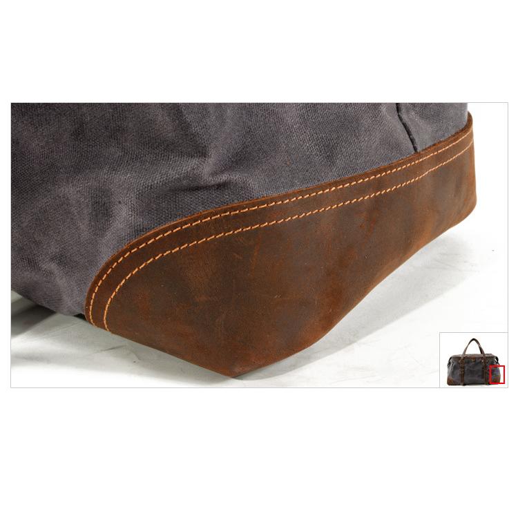 旅行カバン 2WAYボストンバッグ 旅行バッグ 2泊3日 ボストンバッグ ショルダー 帆布 短期出張用 キャンバスバッグ ワックス加工 撥水 大容量 馬革本革 | ホームアイホーム | 18