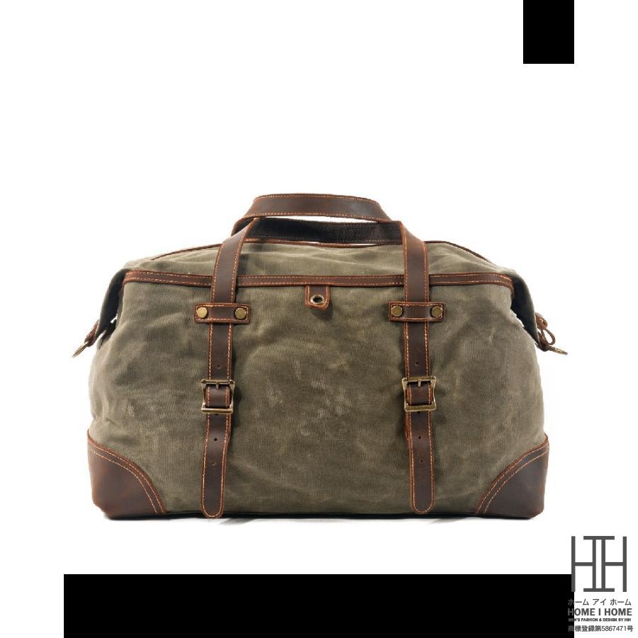 旅行カバン 2WAYボストンバッグ 旅行バッグ 2泊3日 ボストンバッグ ショルダー 帆布 短期出張用 キャンバスバッグ ワックス加工 撥水 大容量 馬革本革 | ホームアイホーム | 07