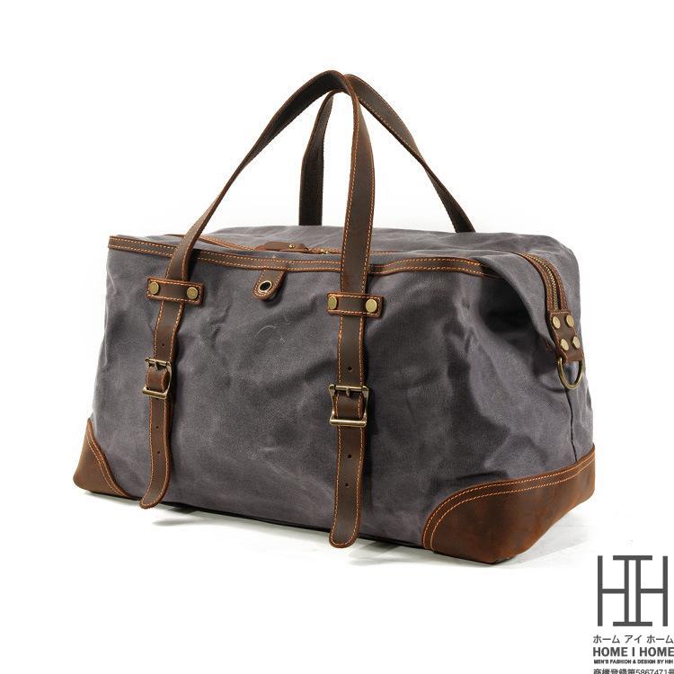 旅行カバン 2WAYボストンバッグ 旅行バッグ 2泊3日 ボストンバッグ ショルダー 帆布 短期出張用 キャンバスバッグ ワックス加工 撥水 大容量 馬革本革 | ホームアイホーム | 10