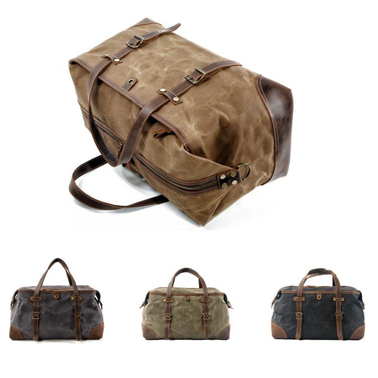 旅行カバン 2WAYボストンバッグ 旅行バッグ 2泊3日 ボストンバッグ ショルダー 帆布 短期出張用 キャンバスバッグ ワックス加工 撥水 大容量 馬革本革 | ホームアイホーム | 11