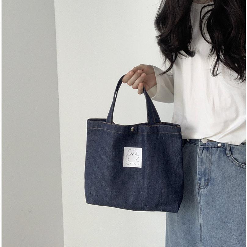 手提げ トートバッグ デニムシャツ 無地 マグネット留め 帆布 おしゃれ レディース カジュアル かわいい ミニトートバッグ キャンバス | ホームアイホーム | 04