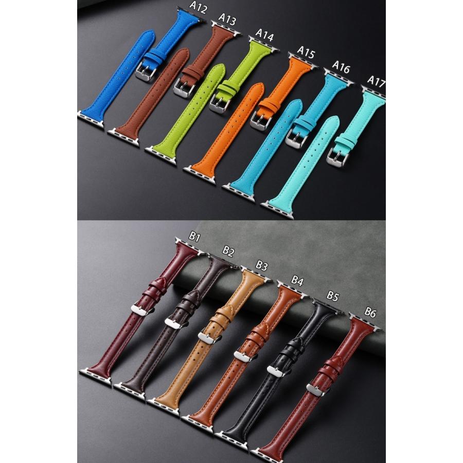 バンド APPLEWATCH レザー 本革 ウォッチバンド 牛革 ベルト交換 オイルレザー 撥水 通気 ビジネス 装着簡単 カラフル シンプル ウォッチベルト | ブランド登録なし | 02