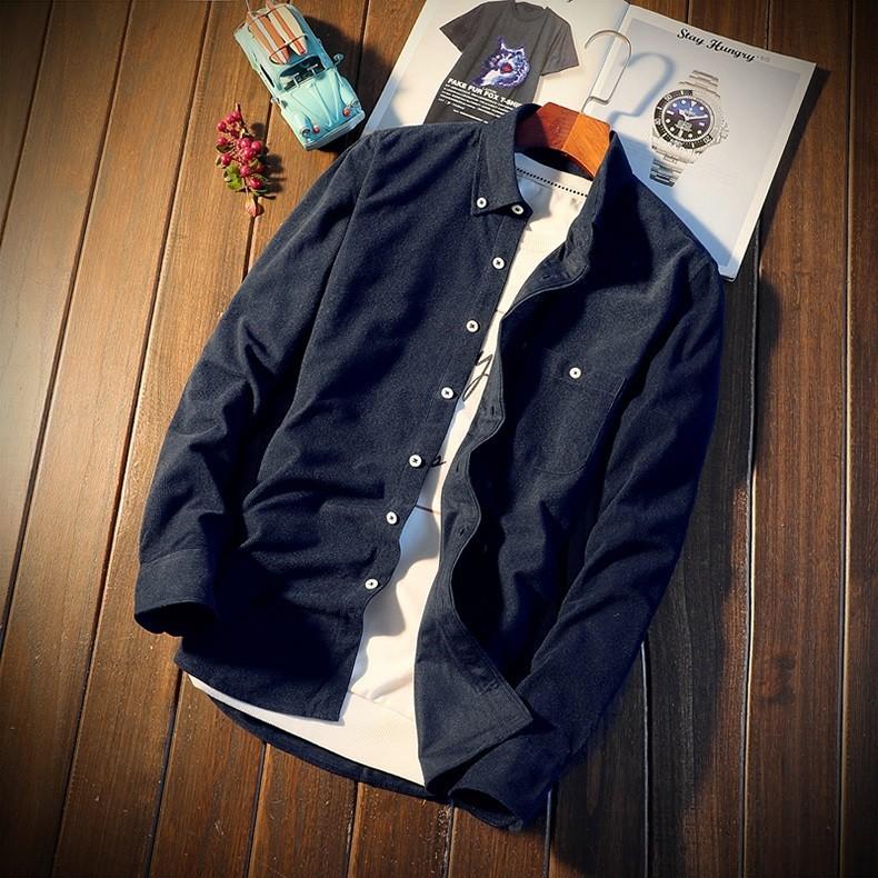 コーデュロイシャツ メンズ 無地 長袖 ボタンダウンシャツ ポケット付き コール天 スリム 細身 春 秋 冬 ビジネスシャツ カジュアルシャツ 通勤 通学 | ホームアイホーム | 12