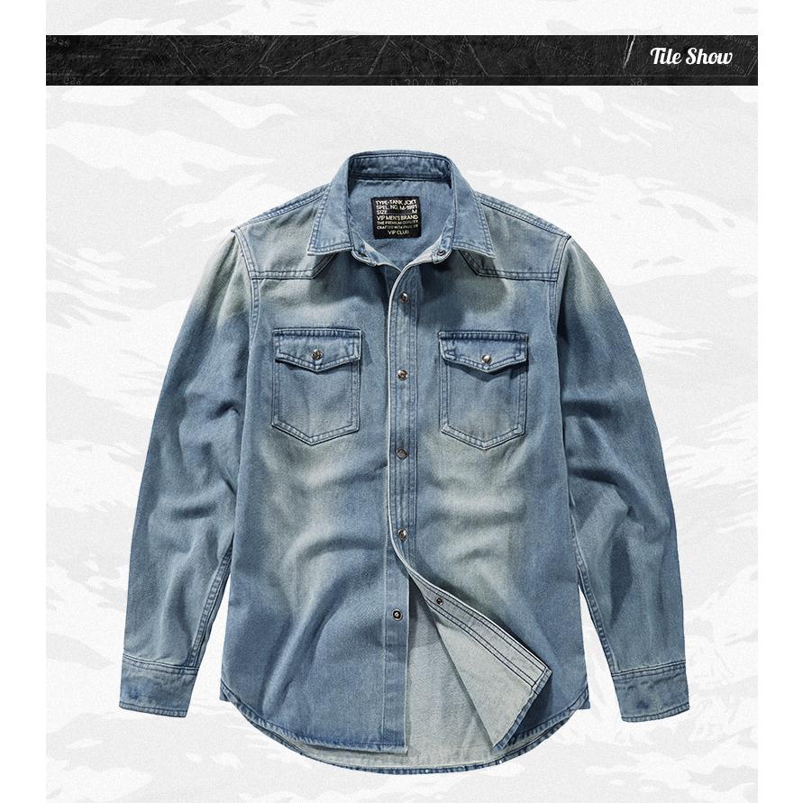 ウエスタンシャツ デニムシャツ メンズ 長袖 アメカジ おしゃれ 両ポケット ワークシャツ ユーズド加工 メンズシャツ シャツジャケット トップス | ホームアイホーム | 06
