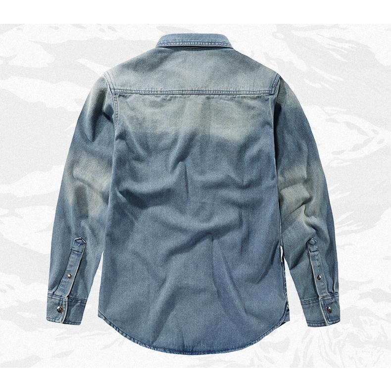ウエスタンシャツ デニムシャツ メンズ 長袖 アメカジ おしゃれ 両ポケット ワークシャツ ユーズド加工 メンズシャツ シャツジャケット トップス | ホームアイホーム | 07