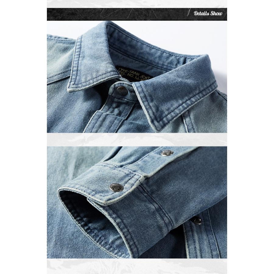 ウエスタンシャツ デニムシャツ メンズ 長袖 アメカジ おしゃれ 両ポケット ワークシャツ ユーズド加工 メンズシャツ シャツジャケット トップス | ホームアイホーム | 10
