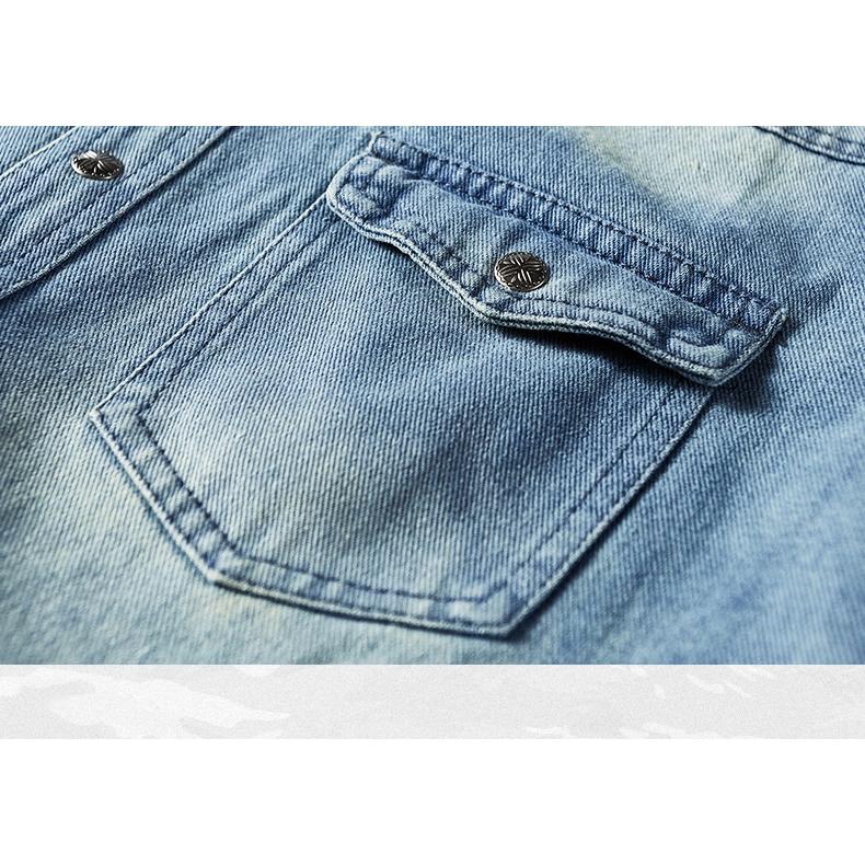 ウエスタンシャツ デニムシャツ メンズ 長袖 アメカジ おしゃれ 両ポケット ワークシャツ ユーズド加工 メンズシャツ シャツジャケット トップス | ホームアイホーム | 12