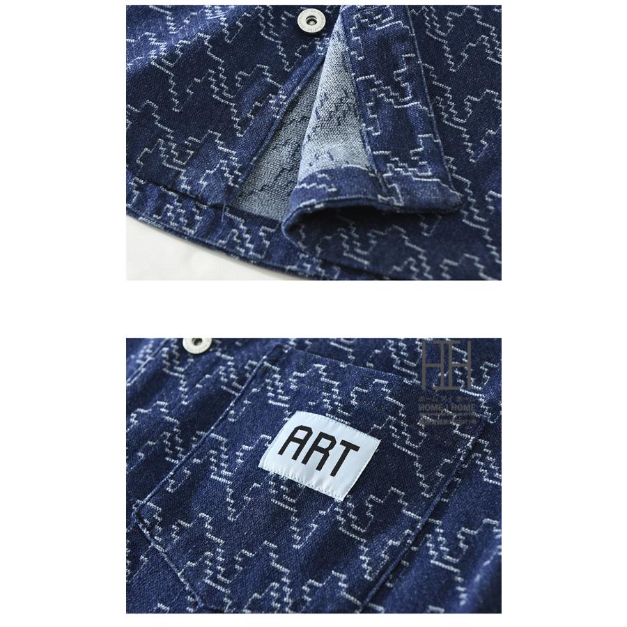 カバーオール メンズ 長袖 シャツジャケット デニム デニムジャケット 柄物 ワンポイント ポケット ミリタリーシャツ ワークシャツ 作業 カバーオールジャケット | ホームアイホーム | 10