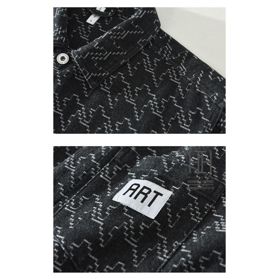 カバーオール メンズ 長袖 シャツジャケット デニム デニムジャケット 柄物 ワンポイント ポケット ミリタリーシャツ ワークシャツ 作業 カバーオールジャケット | ホームアイホーム | 12