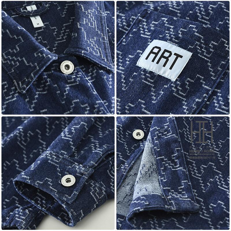 カバーオール メンズ 長袖 シャツジャケット デニム デニムジャケット 柄物 ワンポイント ポケット ミリタリーシャツ ワークシャツ 作業 カバーオールジャケット | ホームアイホーム | 05