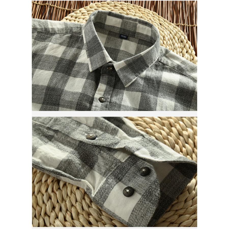 チェックシャツ メンズ 長袖 メンズシャツ メンズ長袖シャツ カジュアルシャツ 柄シャツ チェック柄 スリム おしゃれ カラー配色 アメカジ 柔らかい 春 秋 冬 | ホームアイホーム | 13