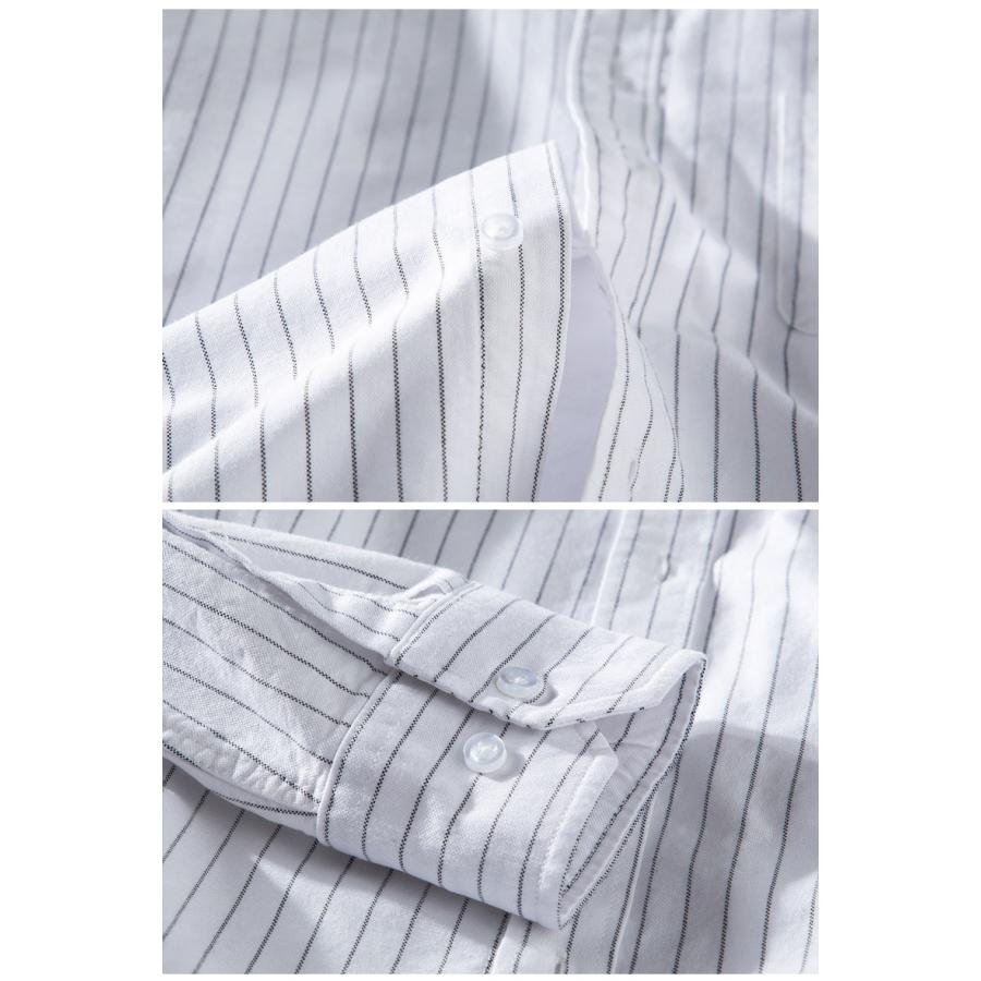 ストライプシャツ シャツ メンズ 長袖 ボタンダウンシャツ オックスフォードシャツ ビジネス ポケット付き ストライプ柄 通勤 通学 春服 秋服 トップス | ホームアイホーム | 17