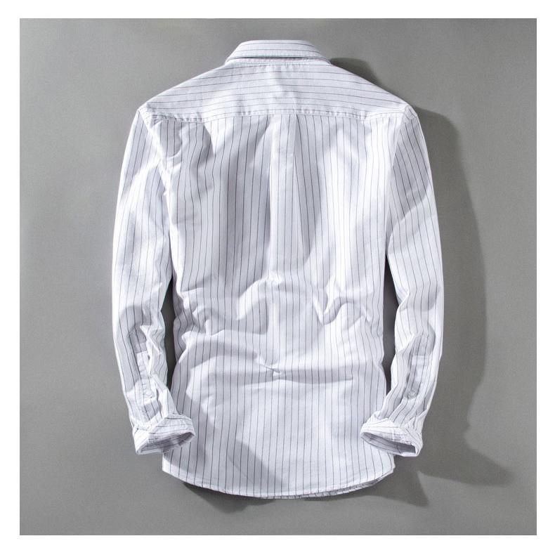 ストライプシャツ シャツ メンズ 長袖 ボタンダウンシャツ オックスフォードシャツ ビジネス ポケット付き ストライプ柄 通勤 通学 春服 秋服 トップス | ホームアイホーム | 11