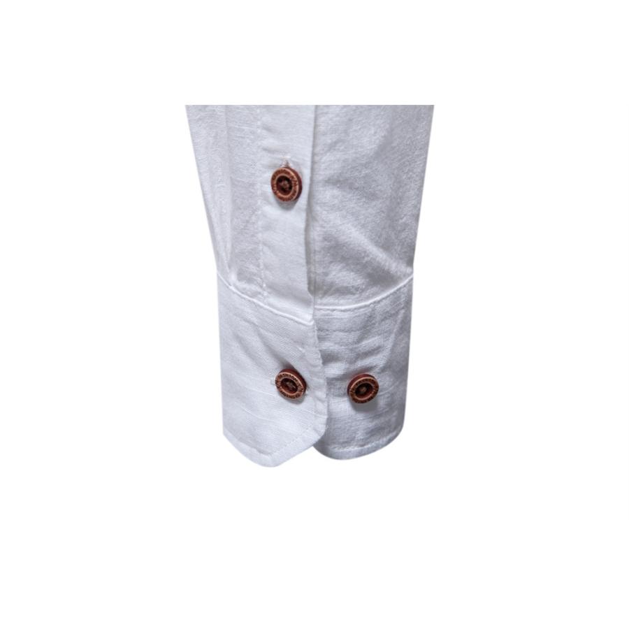 シャツ メンズ 長袖 リネン風 綿 バンドカラーシャツ おしゃれ 大きい ゆったり ビジネス スタンドカラー カジュアルシャツ メンズシャツ ライン ワンポイント | ホームアイホーム | 24